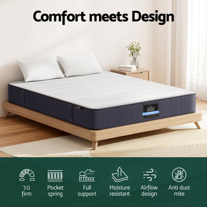 20cm Giselle Mattress Queen Bed Pocket Spring Mattresses-Furniture &gt; Mattresses &gt; Queen Mattress-PEROZ Accessories
