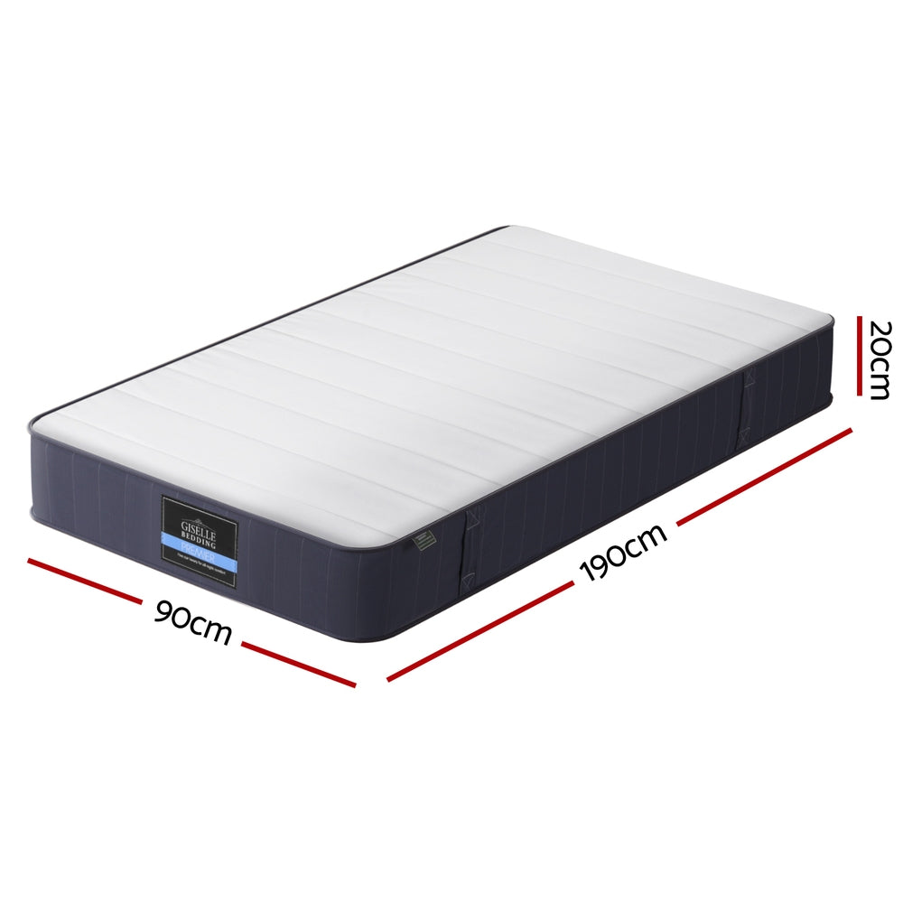 20cm Giselle Mattress Single Bed Pocket Spring Mattresses-Furniture > Mattresses > Single Mattress-PEROZ Accessories