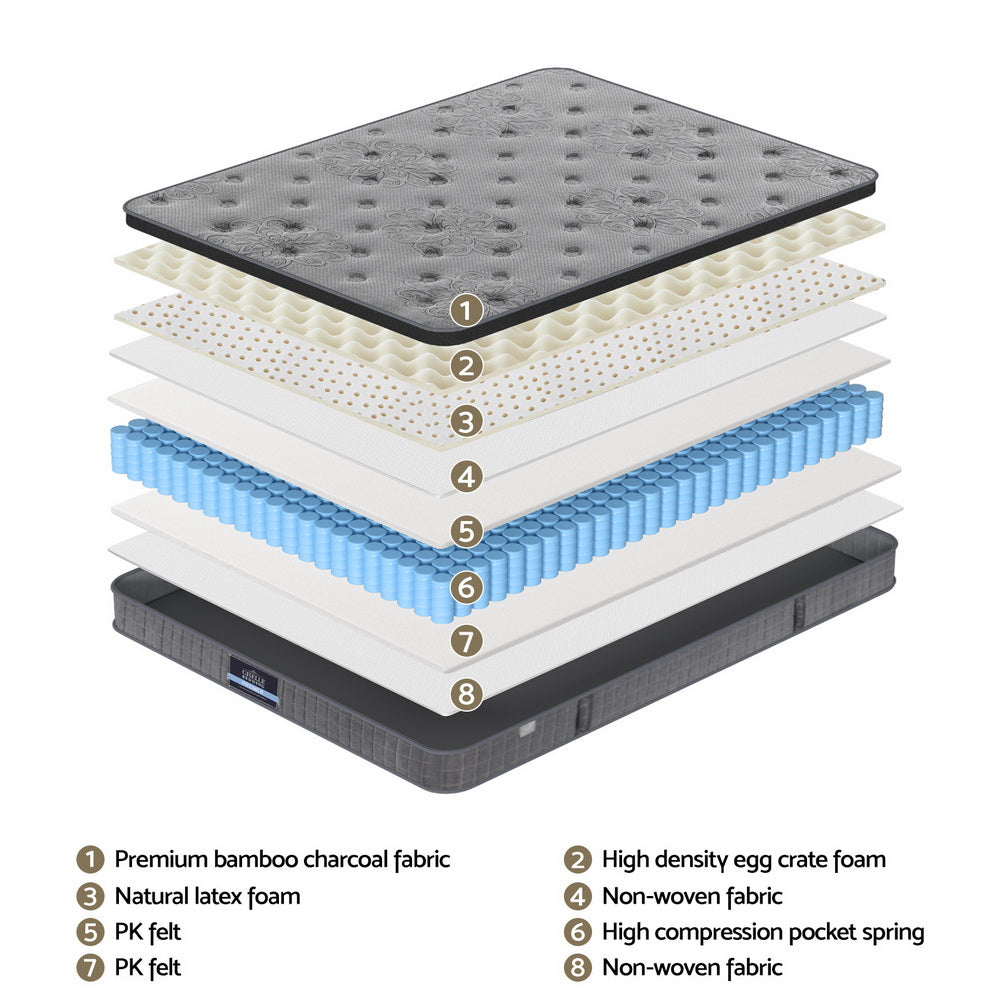 26cm Giselle Mattress Double Latex Foam Mattresses-Home &amp; Garden > Bedding > Pillows-PEROZ Accessories
