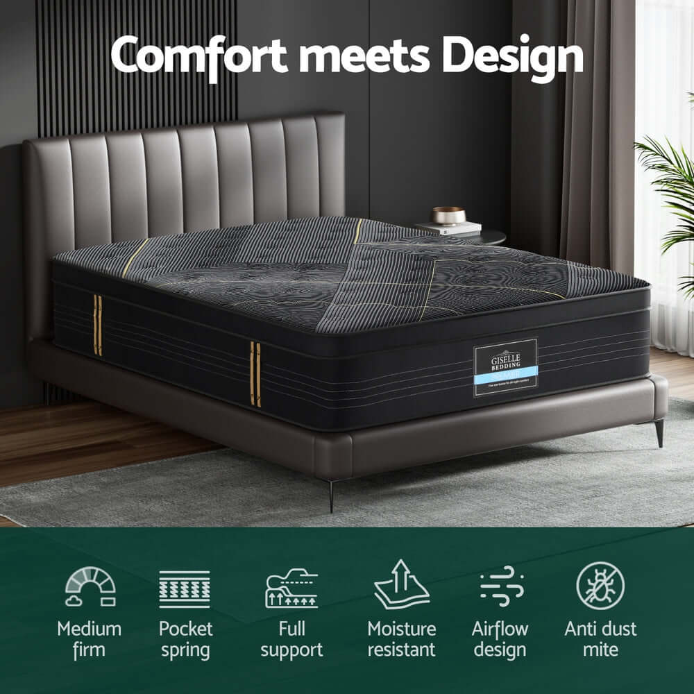 35cm Giselle Mattress Double Bed Bamboo Pocket Firm Foam-Furniture &gt; Mattresses &gt; Double Mattress-PEROZ Accessories