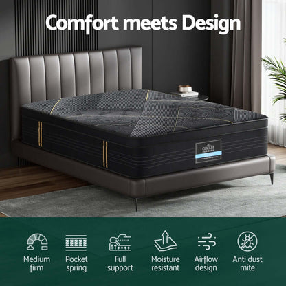 35cm Giselle Mattress King Bed Bamboo Pocket Firm Foam-Furniture &gt; Mattresses &gt; King Size Mattress-PEROZ Accessories
