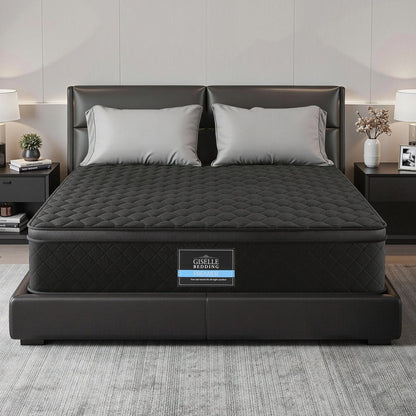 Giselle Bedding King Mattress 34cm Euro Top with 5-Zone Pocket Spring Support Black-Furniture > Mattresses > King Size Mattress-PEROZ Accessories