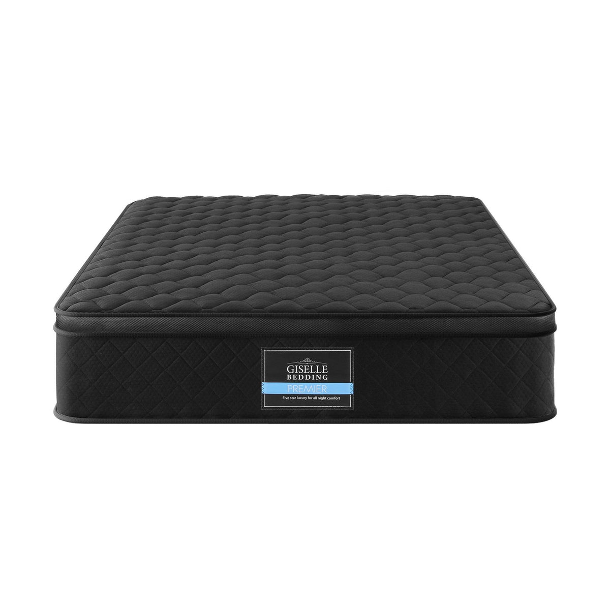 Giselle Bedding King Single Mattress 34cm Euro Top with 5-Zone Pocket Spring Support Black-Furniture > Mattresses > King Single Mattress-PEROZ Accessories