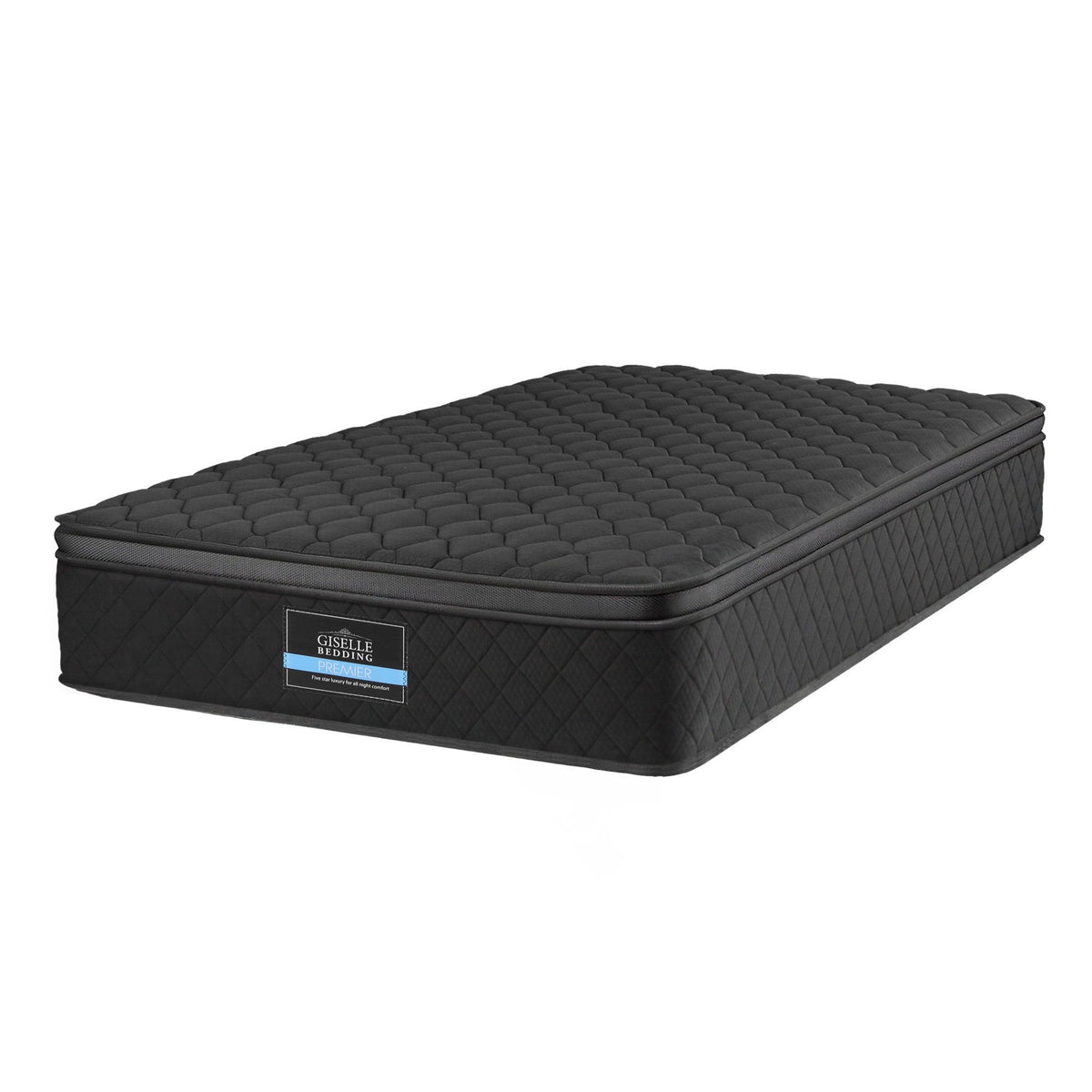 Giselle Bedding King Single Mattress 34cm Euro Top with 5-Zone Pocket Spring Support Black-Furniture > Mattresses > King Single Mattress-PEROZ Accessories