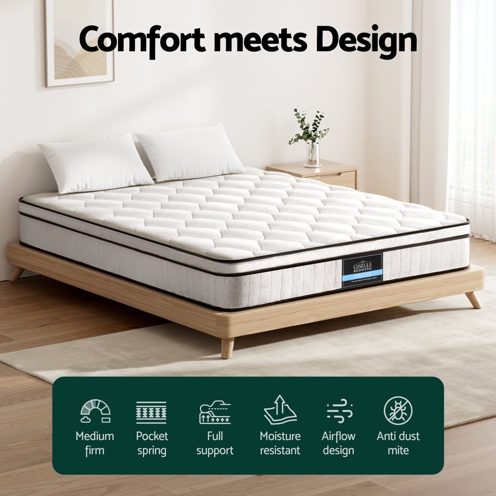22cm Giselle Mattress Queen Size-Furniture &gt; Mattresses &gt; Queen Mattress-PEROZ Accessories