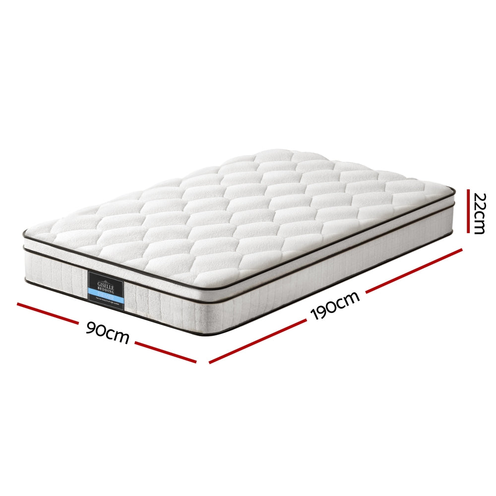 22cm Giselle Mattress Single Size-Furniture &gt; Mattresses &gt; Single Mattress-PEROZ Accessories