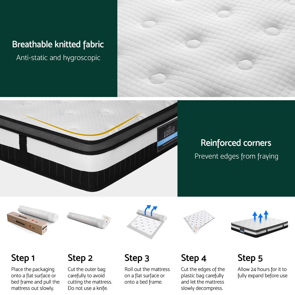 30cm Giselle Mattress Queen Size-Furniture &gt; Mattresses &gt; Queen Mattress-PEROZ Accessories