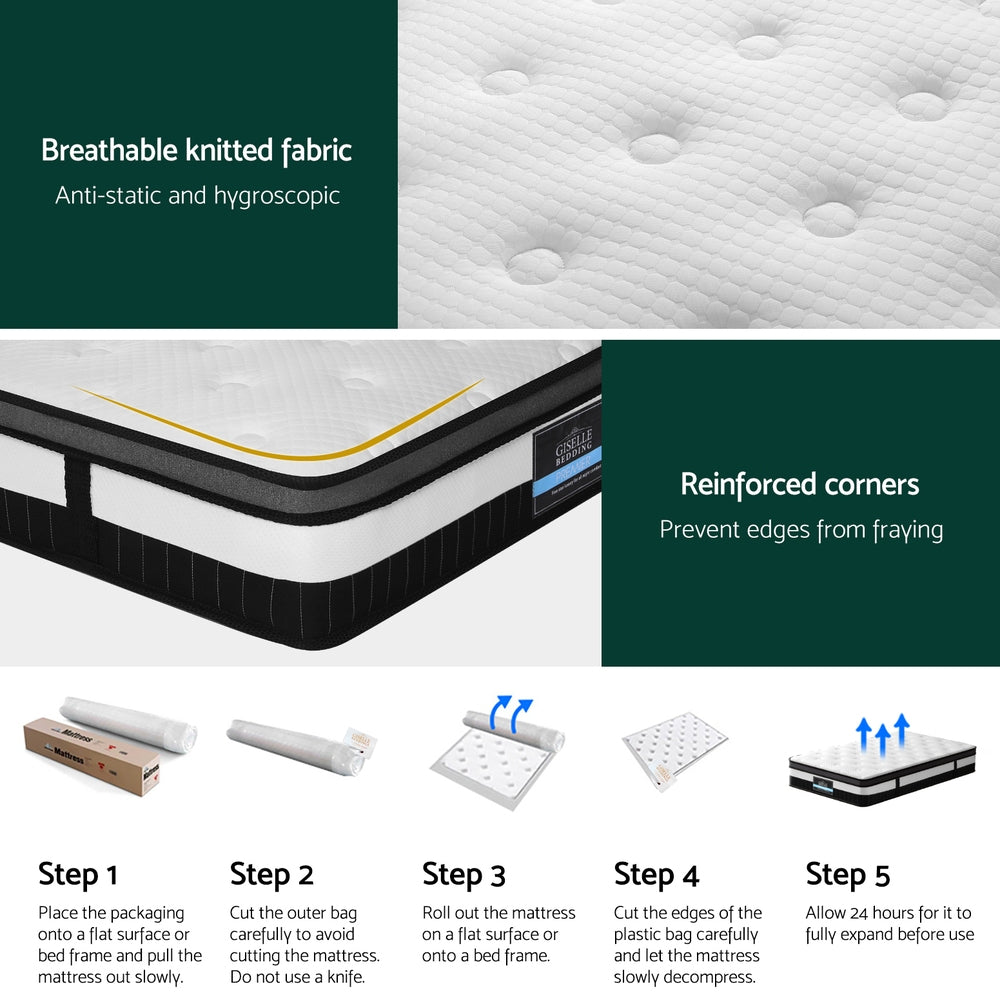 30cm Giselle Mattress Single Size-Furniture &gt; Mattresses &gt; Single Mattress-PEROZ Accessories