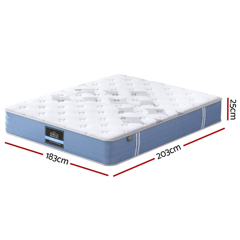 25cm Giselle Mattress King Bed Pocket Spring Mattresses-Furniture &gt; Mattresses &gt; King Size Mattress-PEROZ Accessories