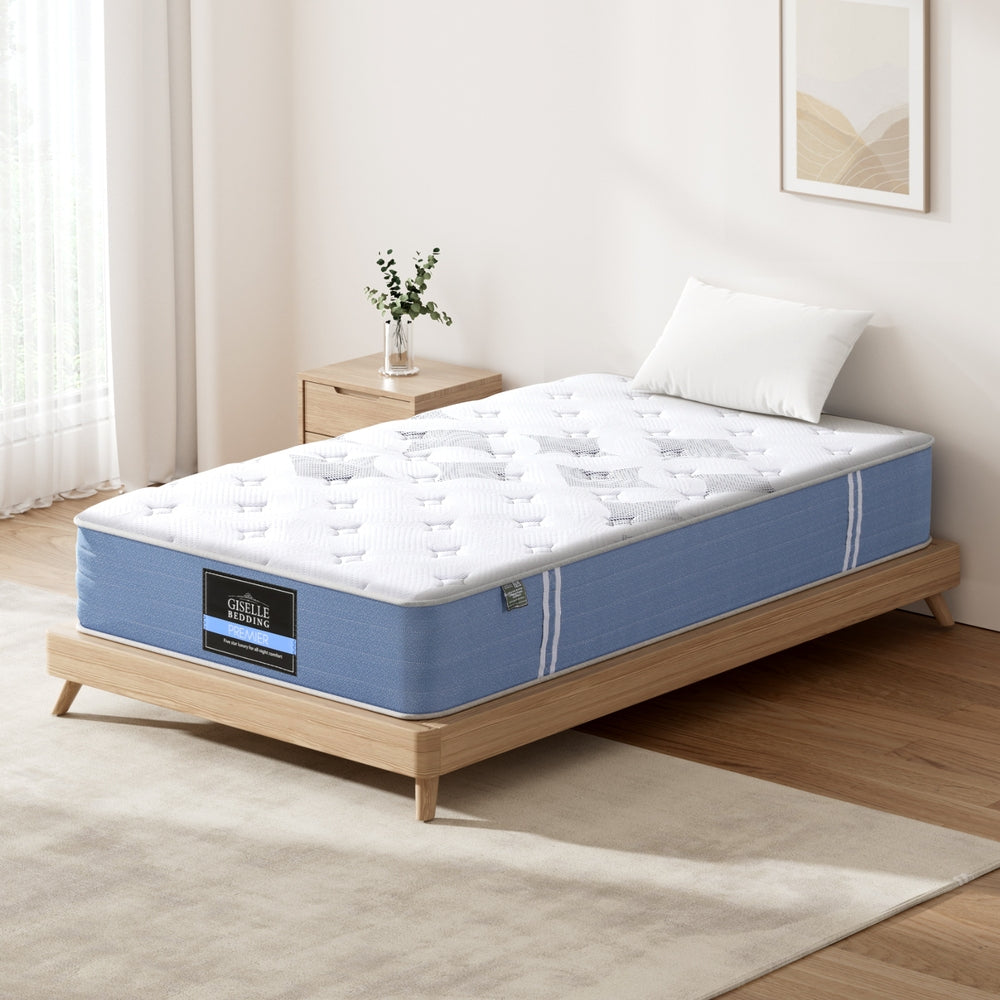25cm Giselle Mattress Single Bed Pocket Spring Mattresses-Furniture &gt; Mattresses &gt; Single Mattress-PEROZ Accessories