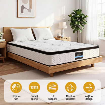 Giselle Bedding 30cm Mattress Pocket Spring Medium Firm Foam Euro Top King-Furniture > Mattresses > King Size Mattress-PEROZ Accessories