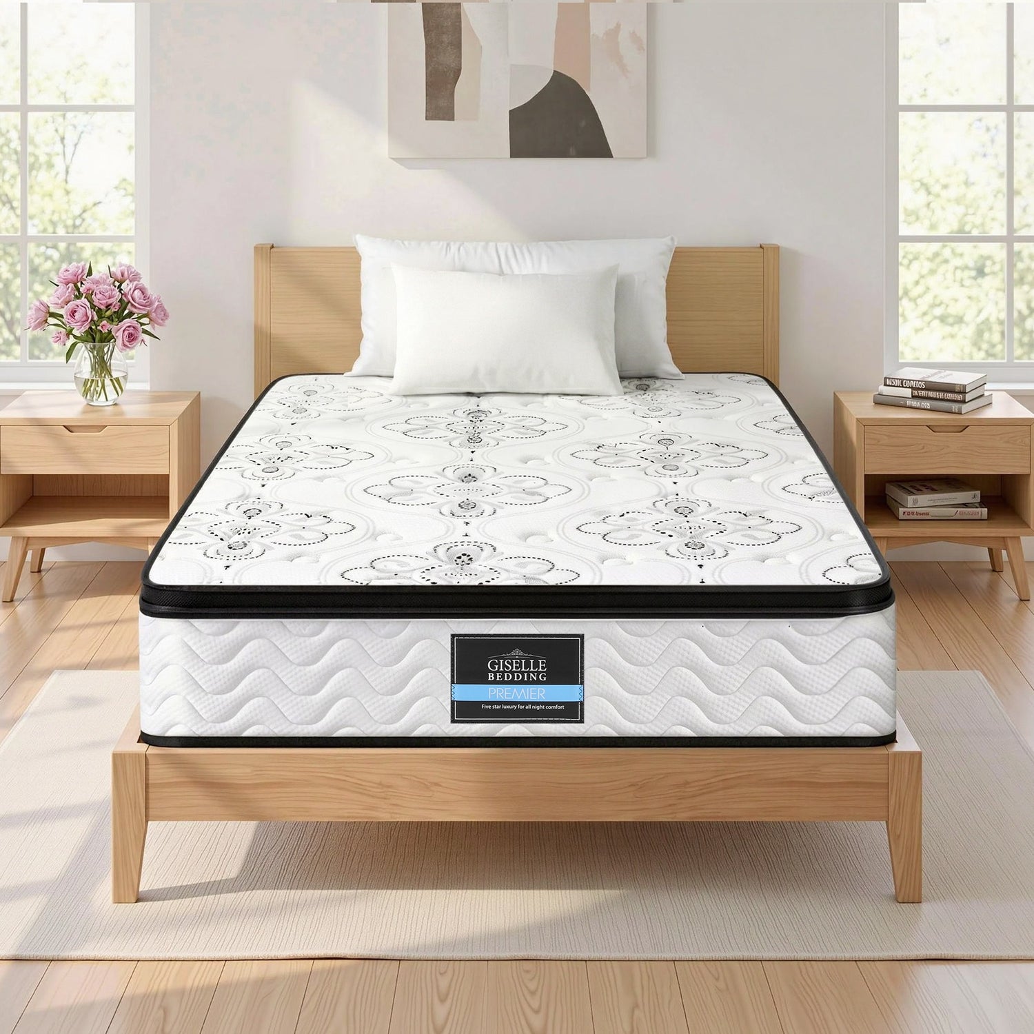 Giselle Bedding 30cm Mattress Pocket Spring Medium Firm Foam Euro Top King Single-Furniture > Mattresses > King Single Mattress-PEROZ Accessories
