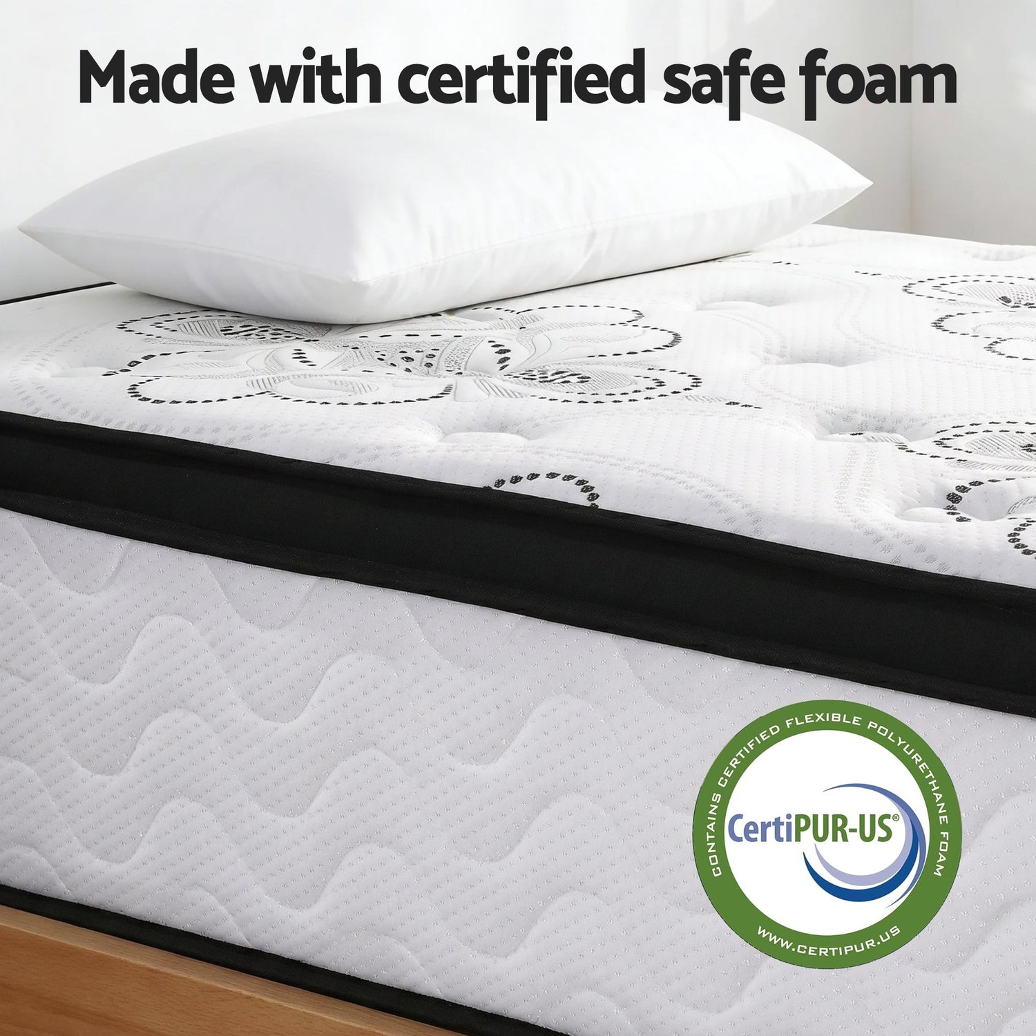 Giselle Bedding 30cm Mattress Pocket Spring Medium Firm Foam Euro Top King Single-Furniture > Mattresses > King Single Mattress-PEROZ Accessories