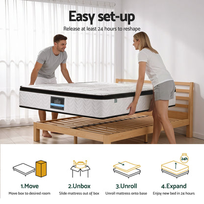 Giselle Bedding 30cm Mattress Pocket Spring Medium Firm Foam Euro Top King Single-Furniture > Mattresses > King Single Mattress-PEROZ Accessories