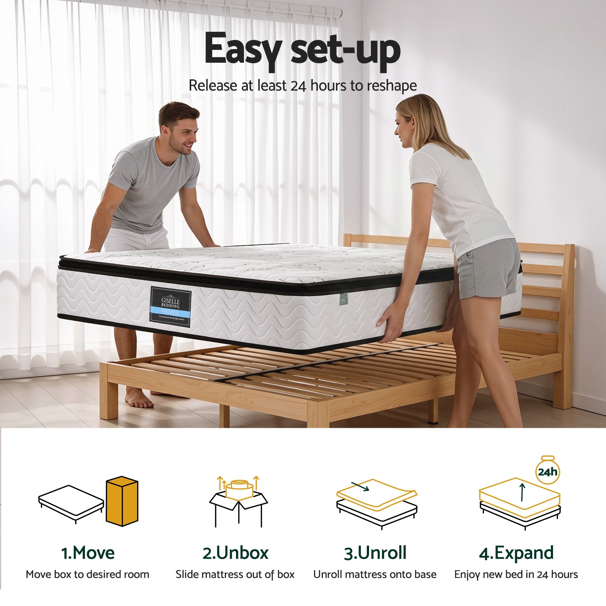 Giselle Bedding 30cm Mattress Pocket Spring Medium Firm Foam Euro Top Single-Furniture > Mattresses > Single Mattress-PEROZ Accessories