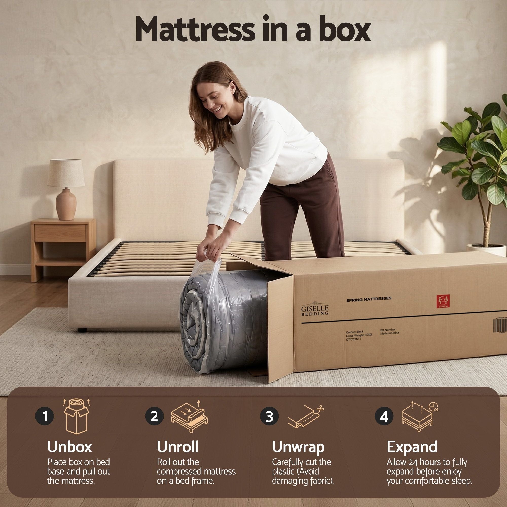 Giselle Mattress 35cm Hybrid Pocket Spring Euro Top Queen-Mattresses-PEROZ Accessories