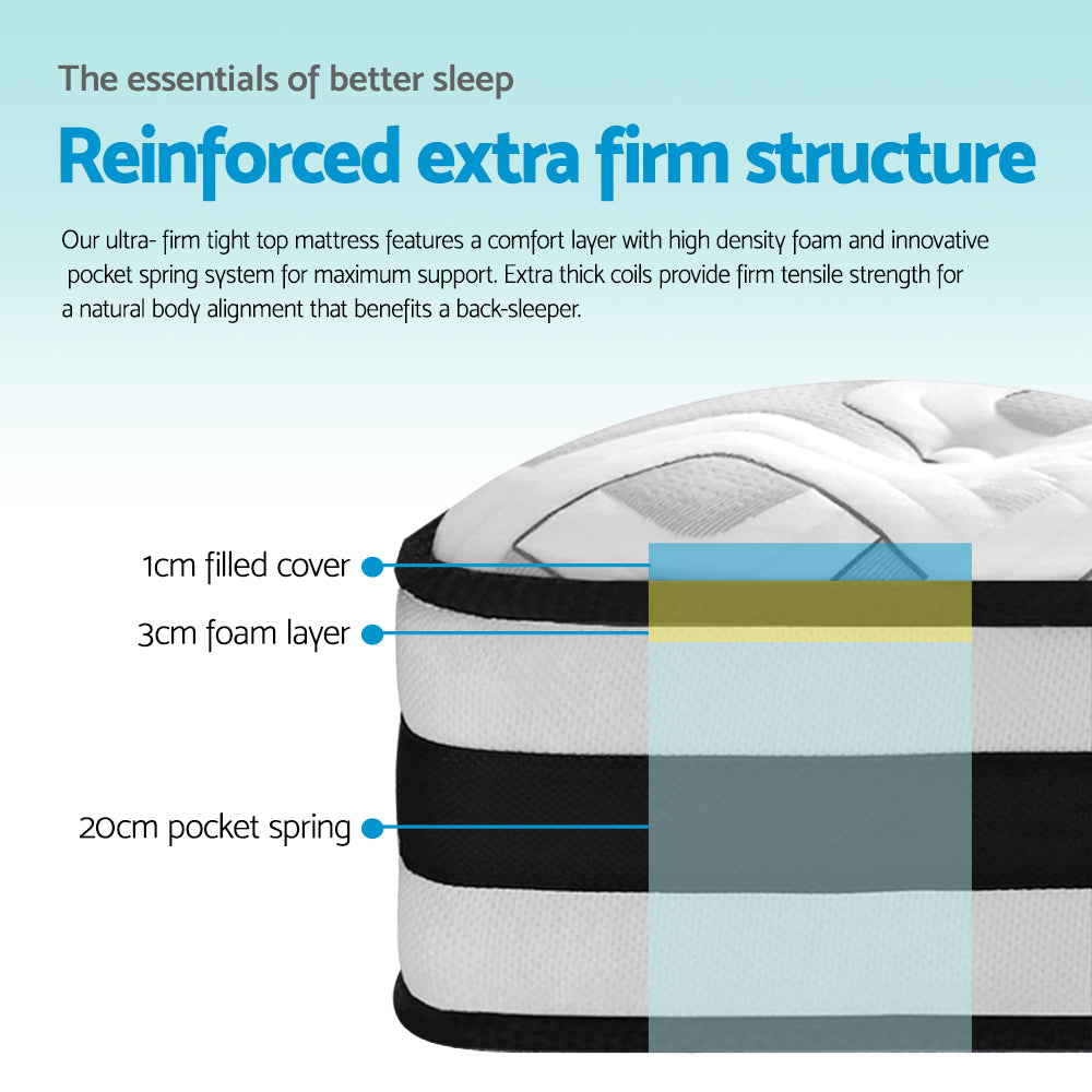 Giselle Bedding 24cm Mattress Super Firm Single-Mattresses-PEROZ Accessories