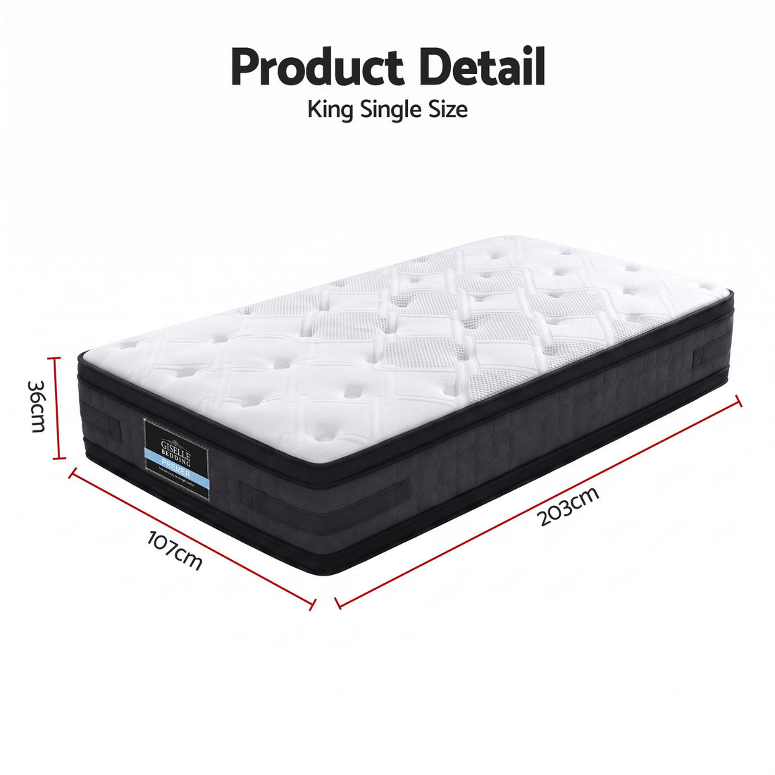 Giselle Bedding 36cm Mattress Cool Gel Memory Foam King Single-Mattresses-PEROZ Accessories