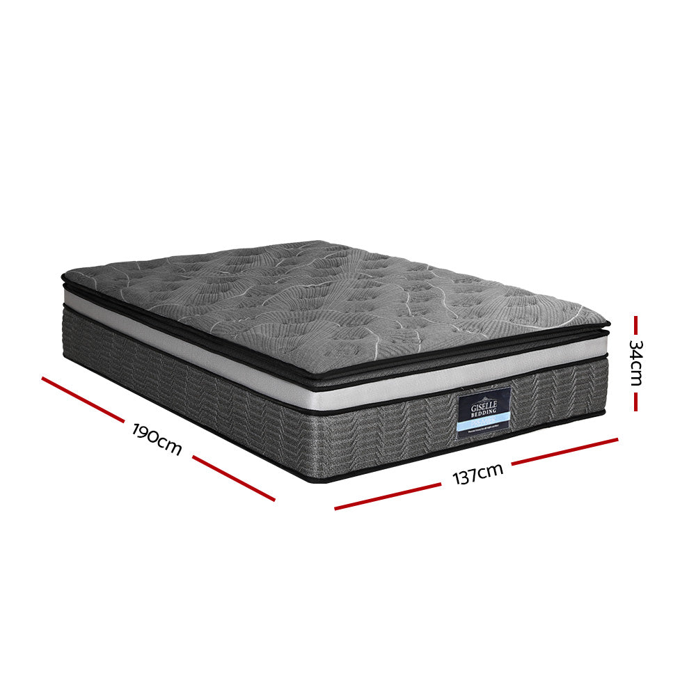 Giselle Bedding 34cm Mattress Double Layer Pocket Spring Double-Mattresses-PEROZ Accessories