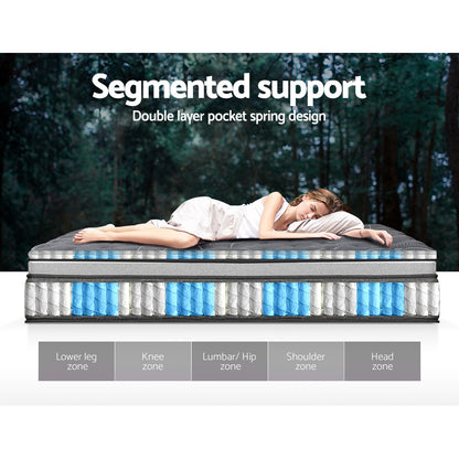 Giselle Bedding 34cm Mattress Double Layer Pocket Spring Double-Mattresses-PEROZ Accessories