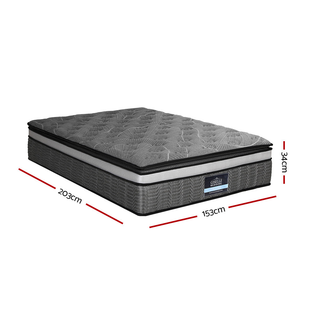 Giselle Bedding 34cm Mattress Double Layer Pocket Spring Queen-Mattresses-PEROZ Accessories