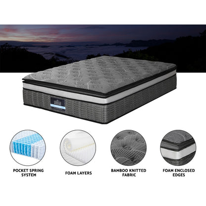 Giselle Bedding 34cm Mattress Double Layer Pocket Spring Queen-Mattresses-PEROZ Accessories