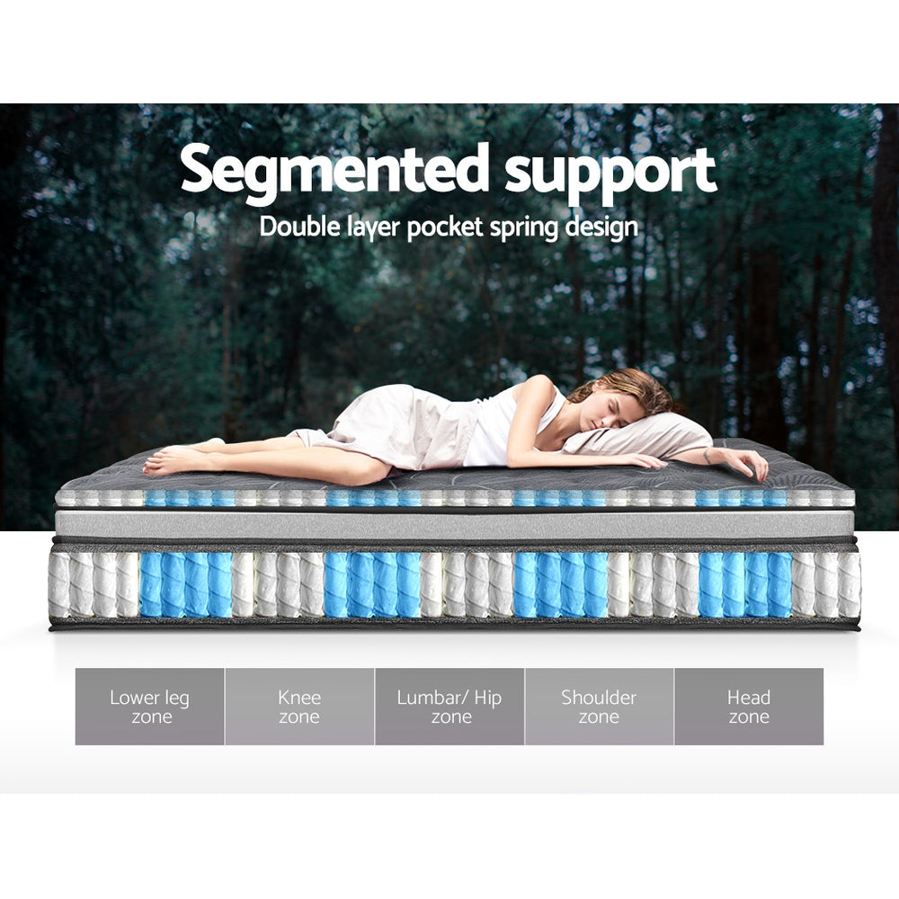 Giselle Bedding 34cm Mattress Double Layer Pocket Spring Queen-Mattresses-PEROZ Accessories