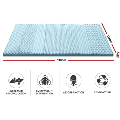 Giselle Bedding Memory Foam Mattress Topper 7-Zone 5cm Double-Furniture &gt; Mattresses &gt; Mattress Toppers-PEROZ Accessories