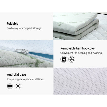 Giselle Bedding Memory Foam Mattress Topper 7-Zone 5cm Double-Furniture &gt; Mattresses &gt; Mattress Toppers-PEROZ Accessories