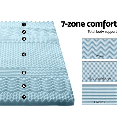 Giselle Bedding Memory Foam Mattress Topper 7-Zone 5cm Double-Furniture &gt; Mattresses &gt; Mattress Toppers-PEROZ Accessories