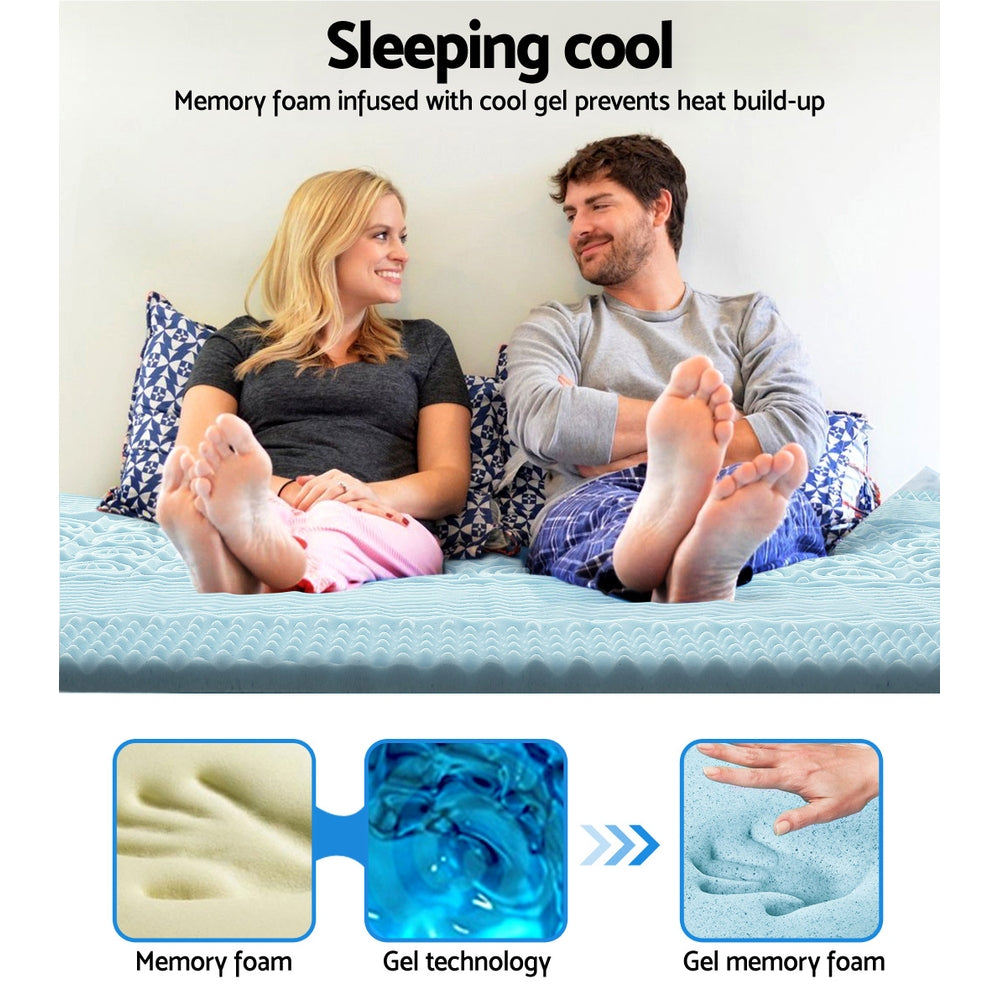Giselle Bedding Memory Foam Mattress Topper 7-Zone 5cm Double-Furniture &gt; Mattresses &gt; Mattress Toppers-PEROZ Accessories