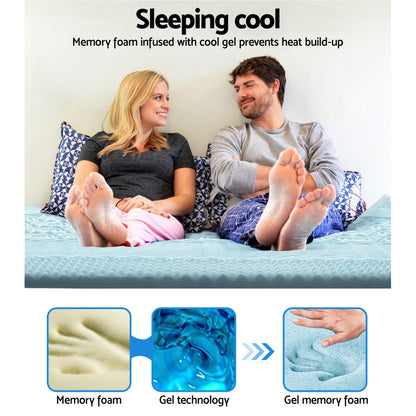 Giselle Bedding Memory Foam Mattress Topper 7-Zone 5cm Double-Furniture &gt; Mattresses &gt; Mattress Toppers-PEROZ Accessories