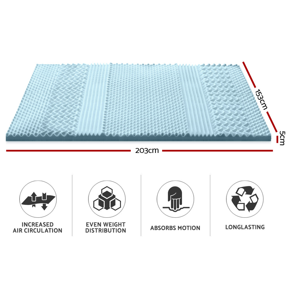 Giselle Bedding Memory Foam Mattress Topper 7-Zone 5cm Queen-Mattress Toppers-PEROZ Accessories