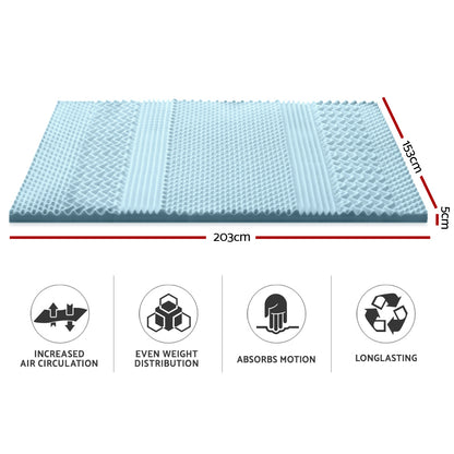 Giselle Bedding Memory Foam Mattress Topper 7-Zone 5cm Queen-Mattress Toppers-PEROZ Accessories