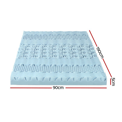 Giselle Bedding Memory Foam Mattress Topper 7-Zone 5cm Single-Mattress Toppers-PEROZ Accessories