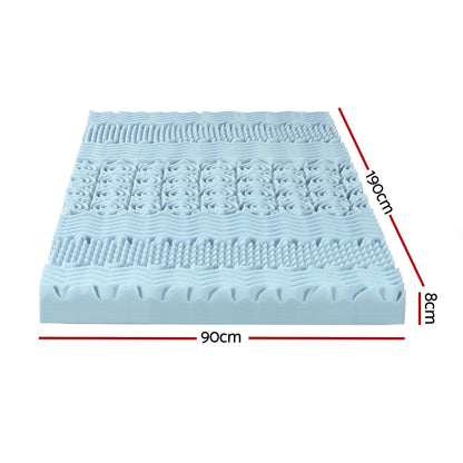 Giselle Bedding Memory Foam Mattress Topper 7-Zone 8cm Single-Mattress Toppers-PEROZ Accessories