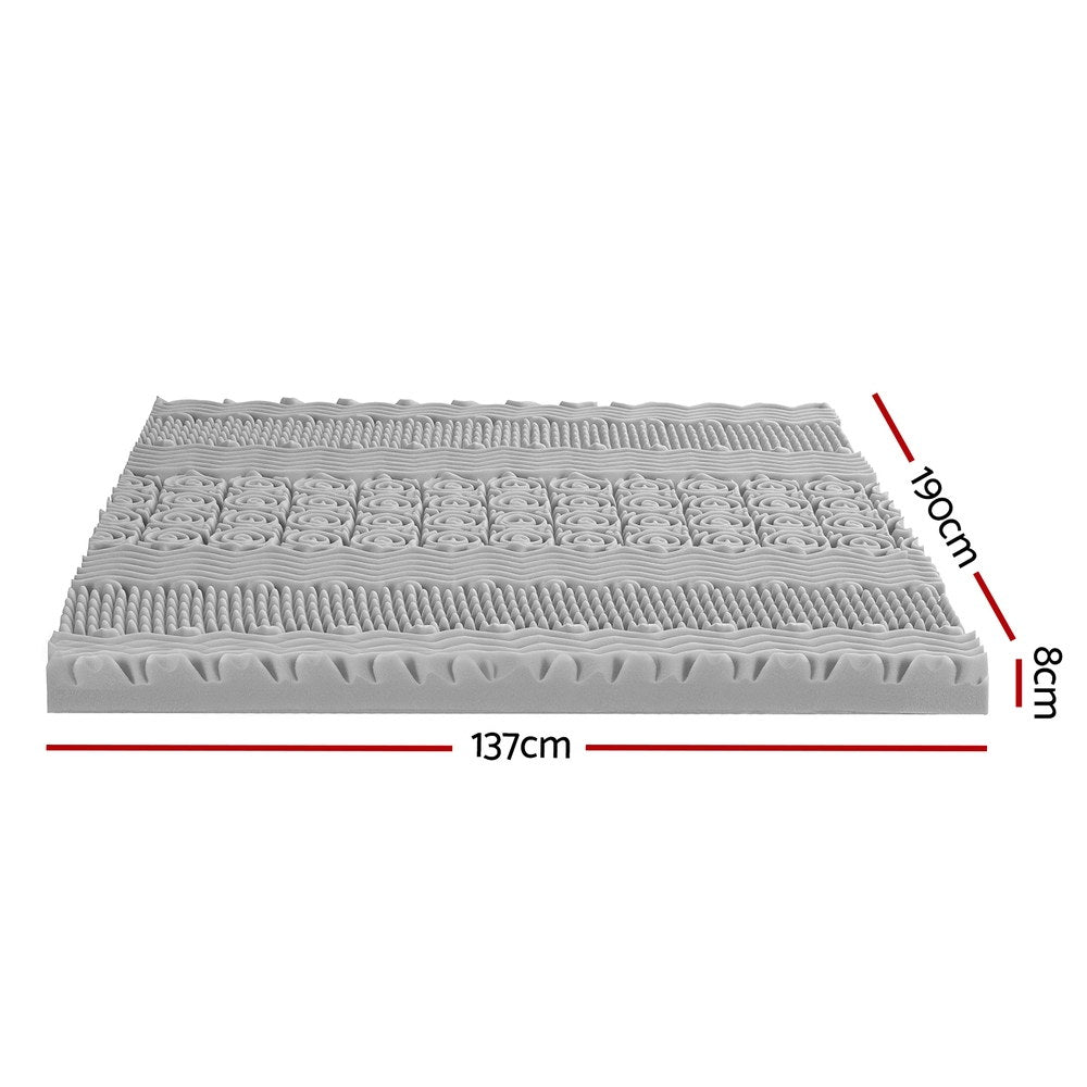 Giselle Bedding 8cm Memory Foam Mattress Topper 7-Zone Graphite Double-Furniture > Mattresses > Mattress Toppers-PEROZ Accessories