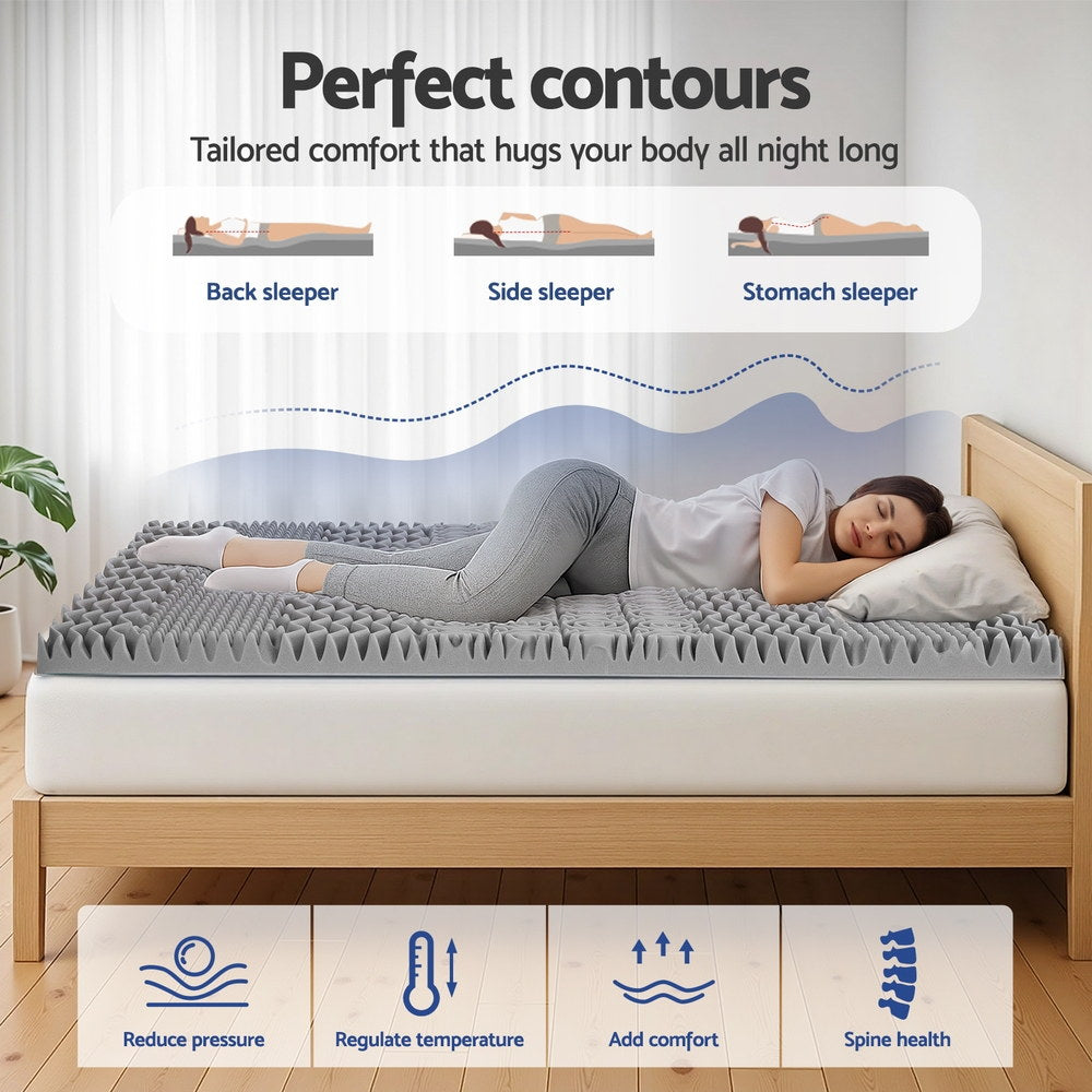Giselle Bedding 8cm Memory Foam Mattress Topper 7-Zone Graphite Double-Furniture > Mattresses > Mattress Toppers-PEROZ Accessories