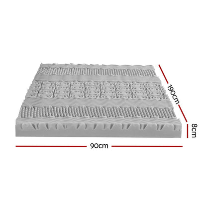 Giselle Bedding 8cm Memory Foam Mattress Topper 7-Zone Graphite Single-Furniture > Mattresses > Mattress Toppers-PEROZ Accessories