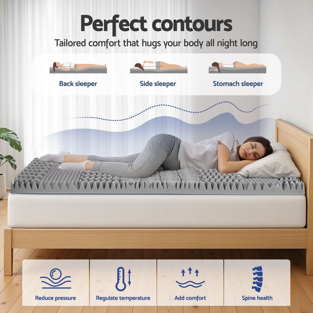 Giselle Bedding 8cm Memory Foam Mattress Topper 7-Zone Graphite Single-Furniture > Mattresses > Mattress Toppers-PEROZ Accessories