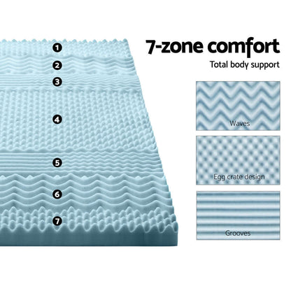 Giselle Memory Foam Mattress Topper 7-Zone 8cm King Single-Furniture &gt; Mattresses &gt; Mattress Toppers-PEROZ Accessories
