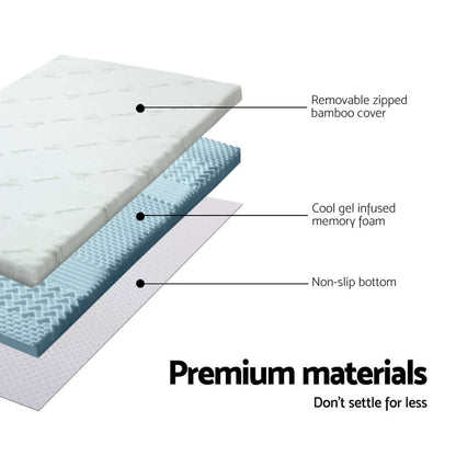 Giselle Memory Foam Mattress Topper 7-Zone 8cm King Single-Furniture &gt; Mattresses &gt; Mattress Toppers-PEROZ Accessories