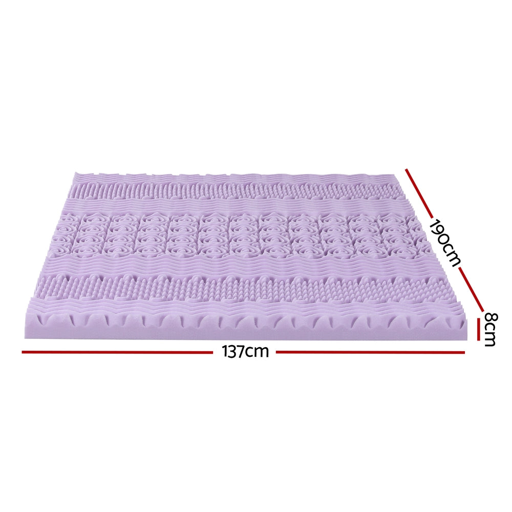 Giselle 8cm Memory Foam Mattress Topper Lavender Infused Bamboo Cover 7-Zone Double-Furniture &gt; Mattresses &gt; Mattress Toppers-PEROZ Accessories