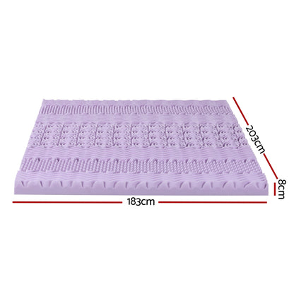 Giselle 8cm Memory Foam Mattress Topper Lavender Infused Bamboo Cover 7-Zone King-Furniture &gt; Mattresses &gt; Mattress Toppers-PEROZ Accessories