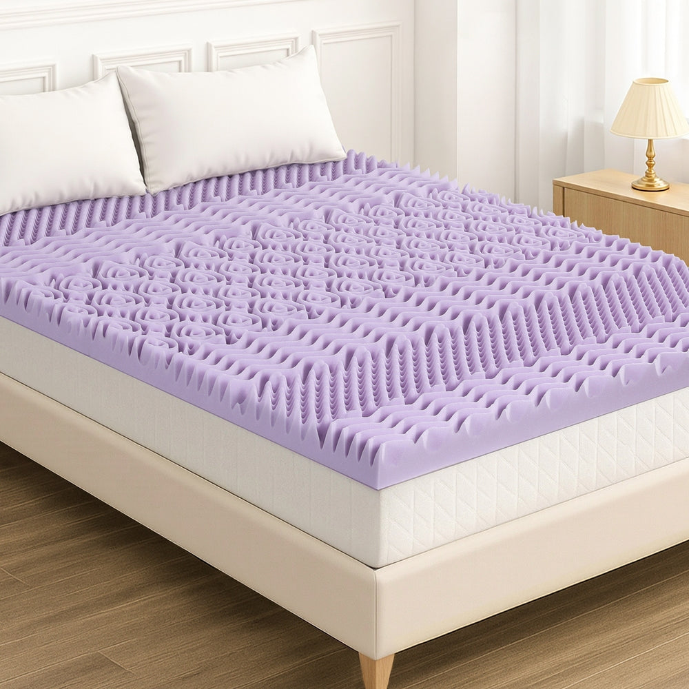 Giselle 8cm Memory Foam Mattress Topper Lavender Infused Bamboo Cover 7-Zone Queen-Furniture &gt; Mattresses &gt; Mattress Toppers-PEROZ Accessories