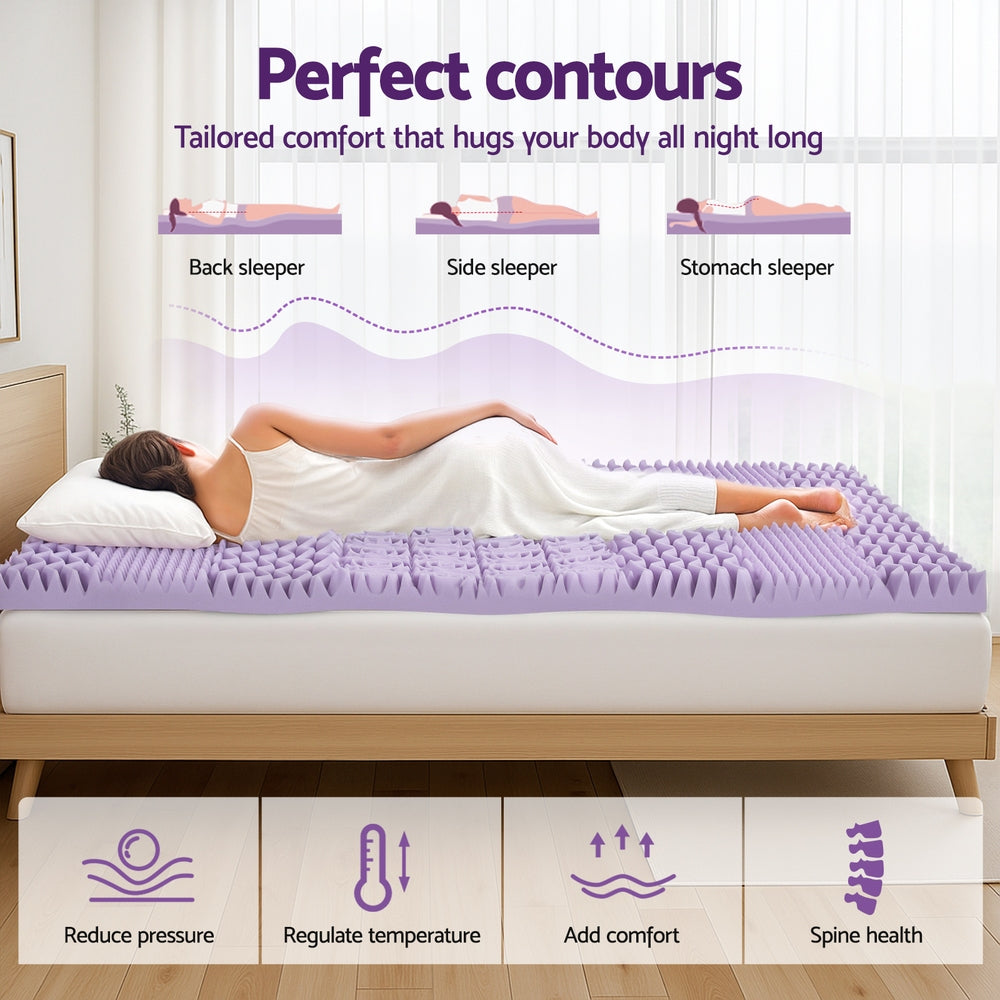 Giselle 8cm Memory Foam Mattress Topper Lavender Infused Bamboo Cover 7-Zone Single-Furniture &gt; Mattresses &gt; Mattress Toppers-PEROZ Accessories