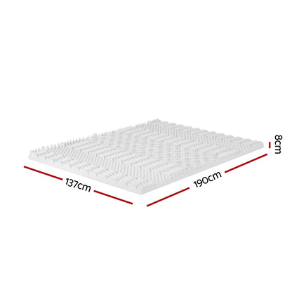 Giselle Bedding Memory Foam Mattress Topper 7-Zone Airflow Pad 8cm Double White-Furniture &gt; Mattresses &gt; Mattress Toppers-PEROZ Accessories