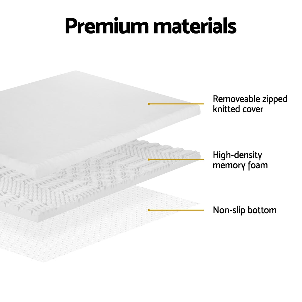 Giselle Bedding Memory Foam Mattress Topper 7-Zone Airflow Pad 8cm Double White-Furniture &gt; Mattresses &gt; Mattress Toppers-PEROZ Accessories