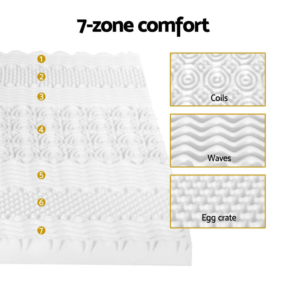 Giselle Bedding Memory Foam Mattress Topper 7-Zone Airflow Pad 8cm Double White-Furniture &gt; Mattresses &gt; Mattress Toppers-PEROZ Accessories