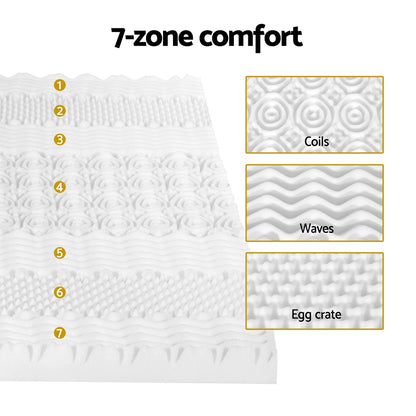 Giselle Bedding Memory Foam Mattress Topper 7-Zone Airflow Pad 8cm Double White-Furniture &gt; Mattresses &gt; Mattress Toppers-PEROZ Accessories